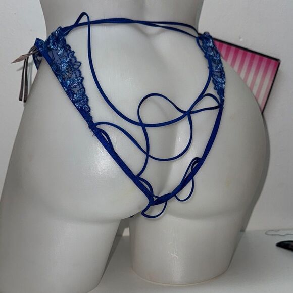 🔥Victoria's Secret Blue Floral Lace Panty Sz XLarge New - Picture 4 of 5